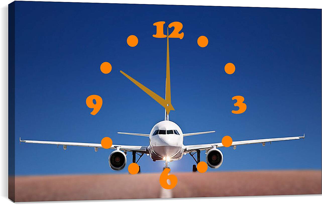 Часы картина - Самолет на взлетной полосе