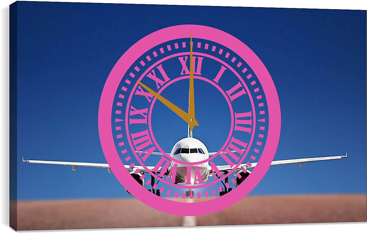 Часы картина - Самолет на взлетной полосе