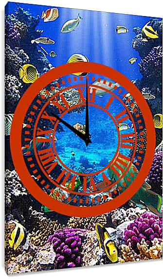 Часы картина - Рыбки разноцветные