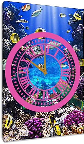 Часы картина - Рыбки разноцветные
