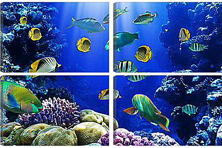 Модульная картина - Рыбки и кораллы