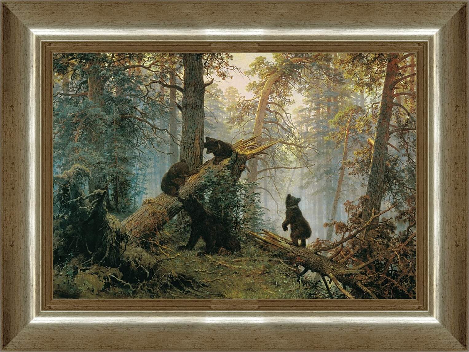 Картина в раме - Утро в сосновом бору. Иван Шишкин