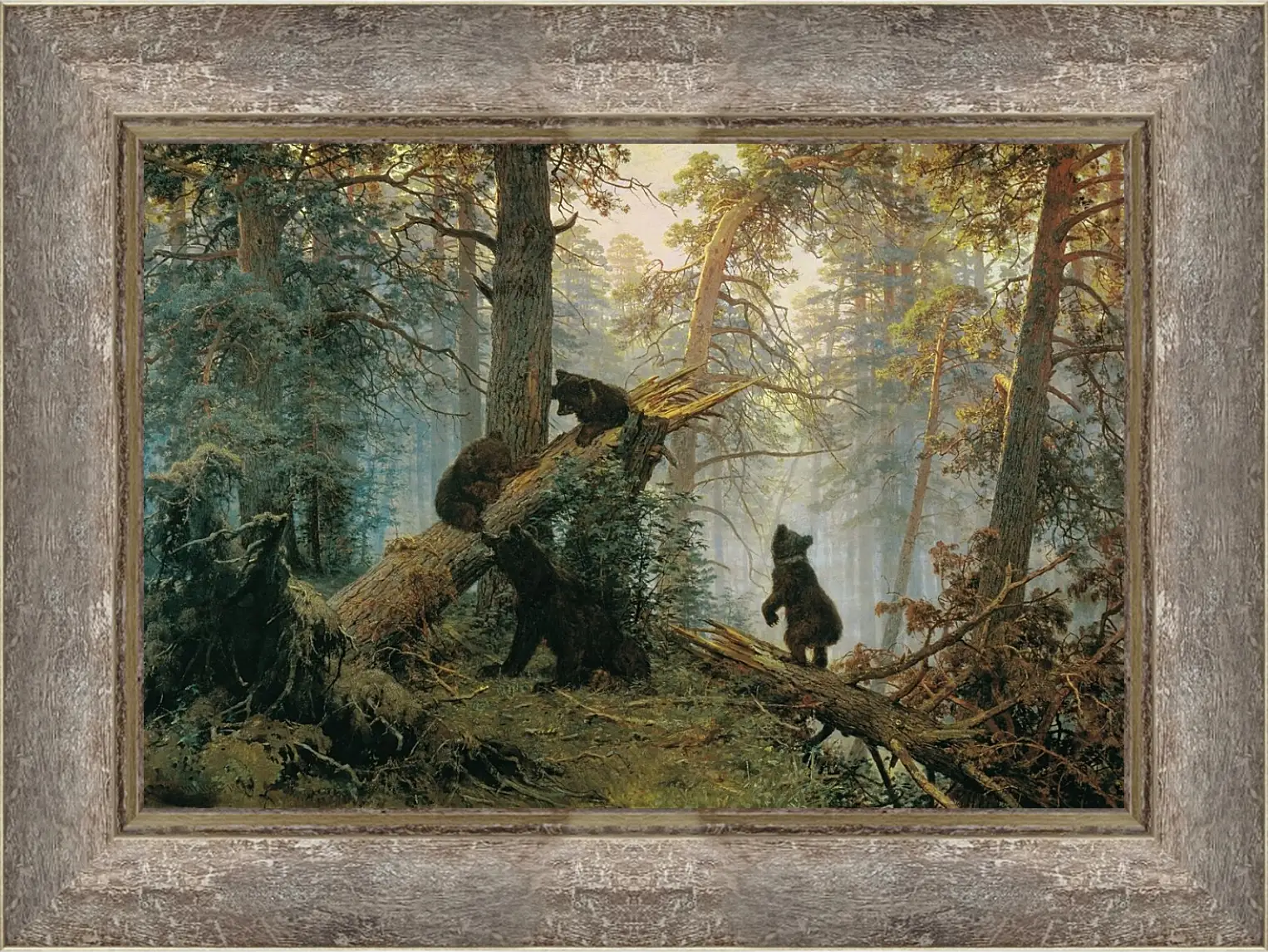 Картина в раме - Утро в сосновом бору. Иван Шишкин