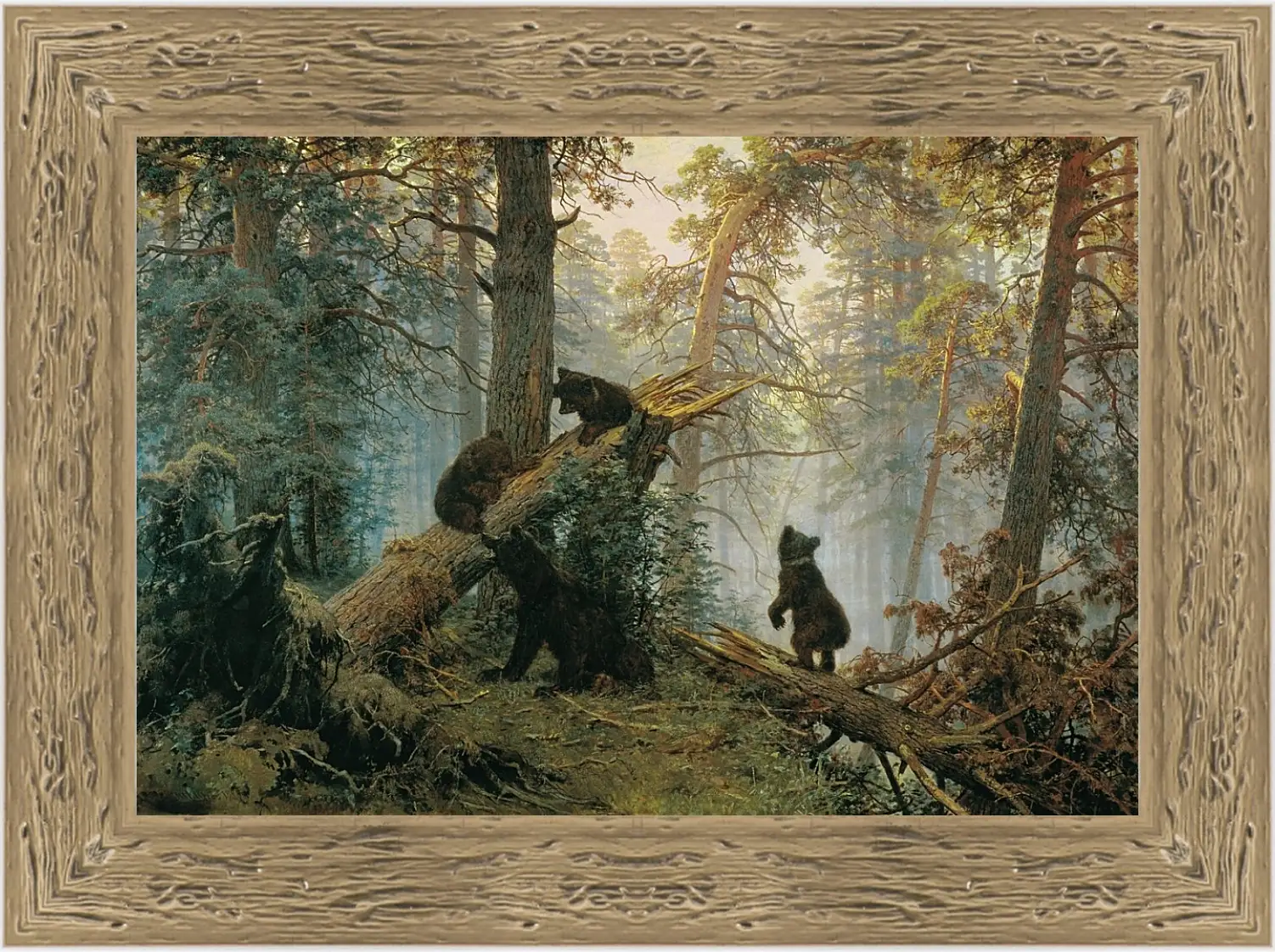 Картина в раме - Утро в сосновом бору. Иван Шишкин