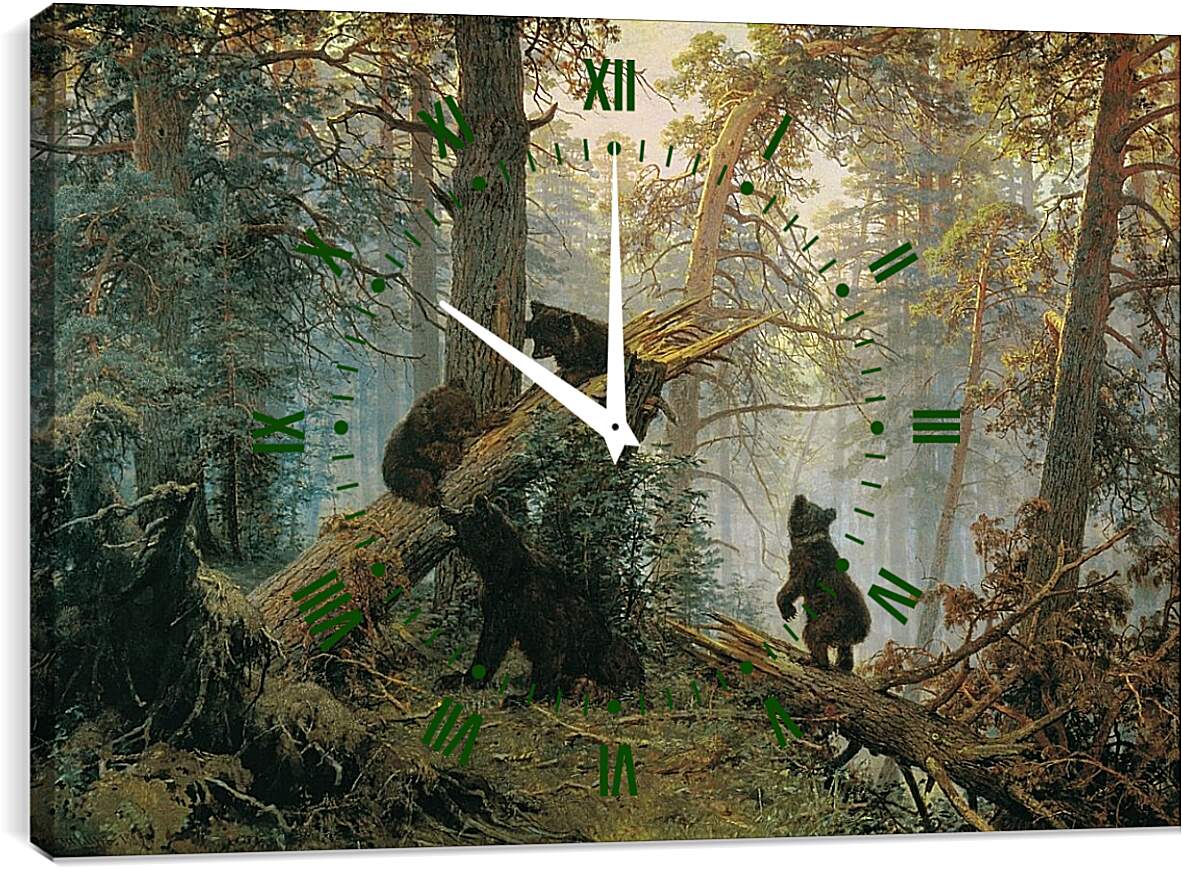 Часы картина - Утро в сосновом бору. Иван Шишкин