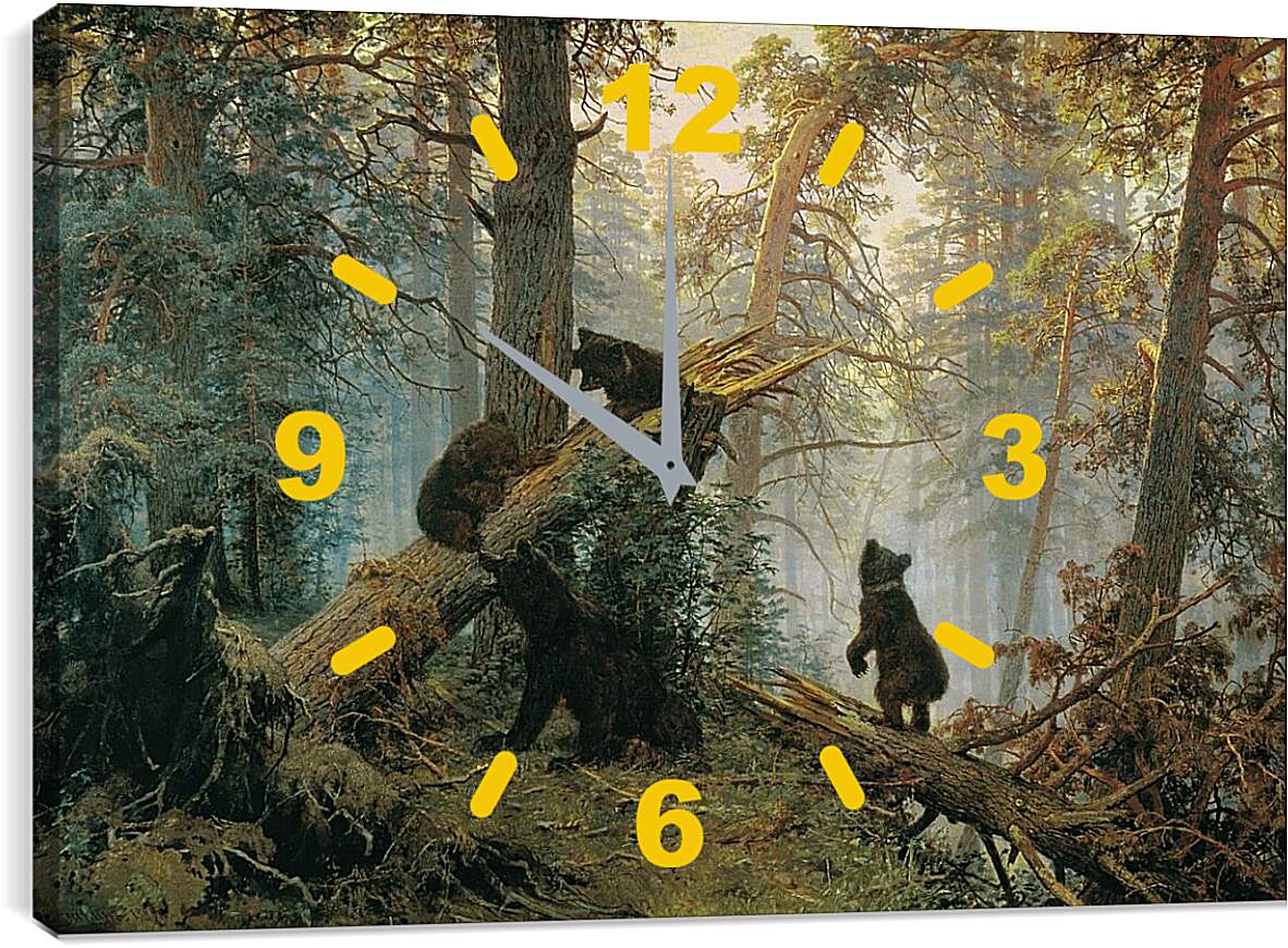 Часы картина - Утро в сосновом бору. Иван Шишкин