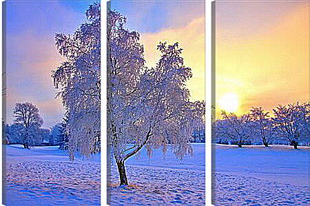 Модульная картина - Замёрзшее одинокое дерево