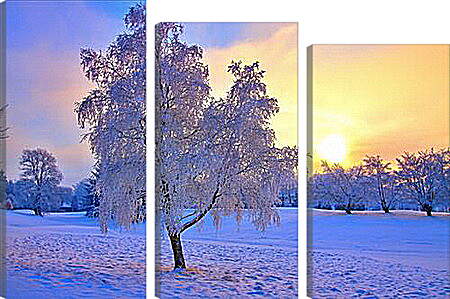 Модульная картина - Замёрзшее одинокое дерево