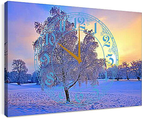 Часы картина - Замёрзшее одинокое дерево