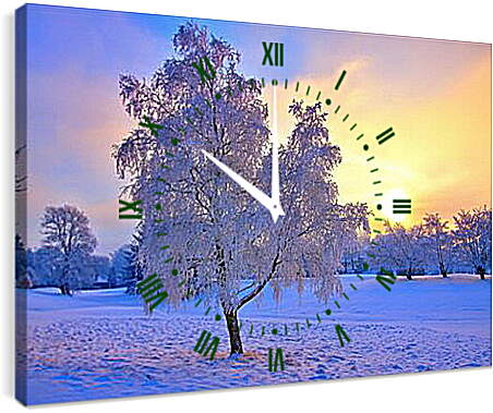 Часы картина - Замёрзшее одинокое дерево
