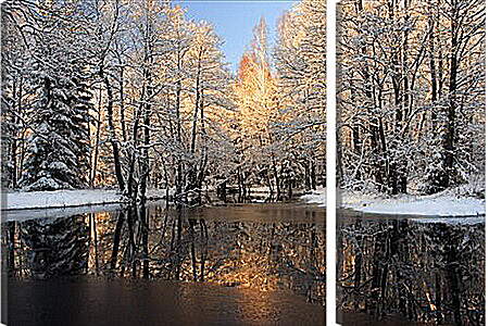 Модульная картина - Немного снега в лесу