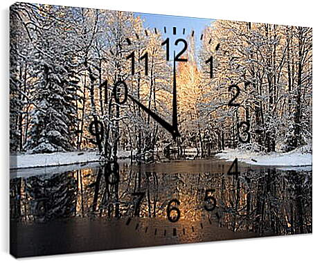 Часы картина - Немного снега в лесу