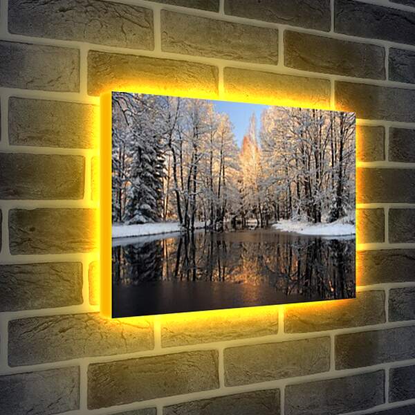 Лайтбокс световая панель - Немного снега в лесу