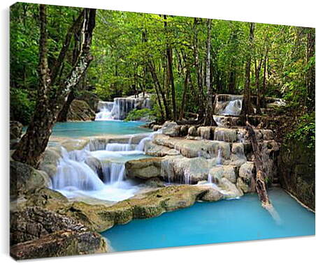 Постер и плакат - Небольшой водопад в лесу