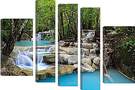 Модульная картина - Небольшой водопад в лесу