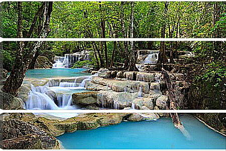 Модульная картина - Небольшой водопад в лесу