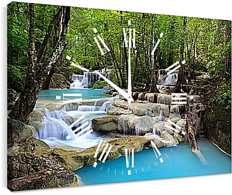 Часы картина - Небольшой водопад в лесу