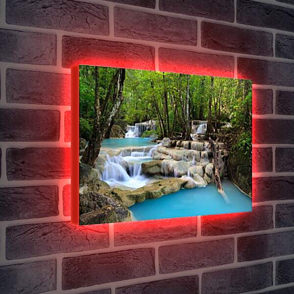 Лайтбокс световая панель - Небольшой водопад в лесу