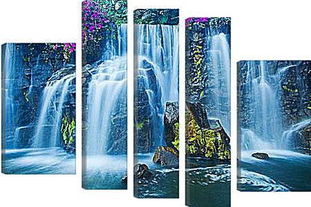 Модульная картина - Водопад в цветах