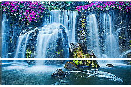 Модульная картина - Водопад в цветах