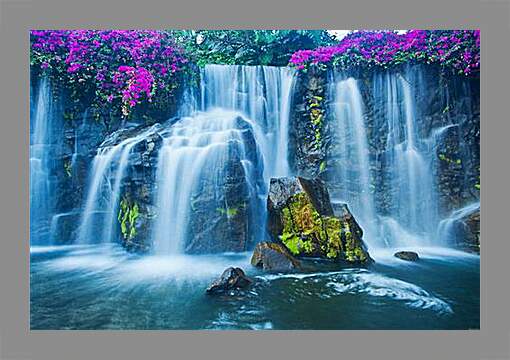 Картина в раме - Водопад в цветах
