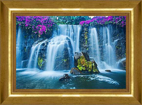 Картина в раме - Водопад в цветах