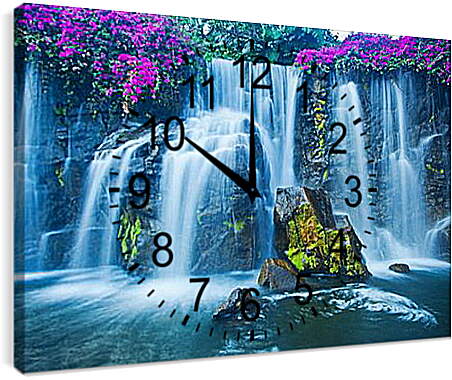 Часы картина - Водопад в цветах