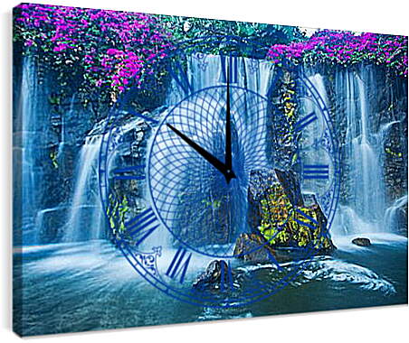 Часы картина - Водопад в цветах