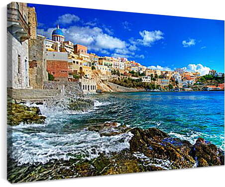 Постер и плакат - Греческий городок у моря