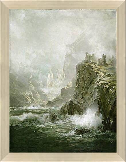 Картина в раме - шторм у скал
