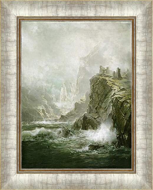 Картина в раме - шторм у скал
