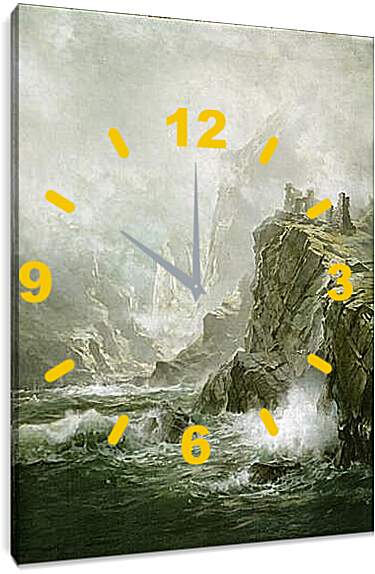 Часы картина - шторм у скал
