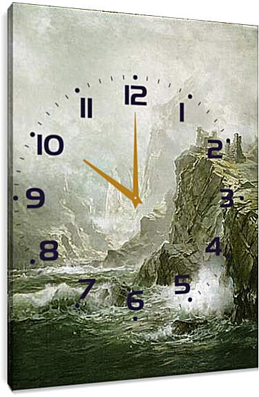 Часы картина - шторм у скал
