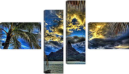 Модульная картина - Одинокая пальма на пляже