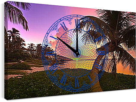 Часы картина - Закат на Гаити
