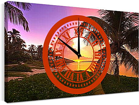 Часы картина - Закат на Гаити