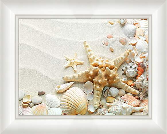 Картина в раме - Морская звезда на пляже