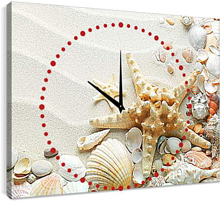 Часы картина - Морская звезда на пляже