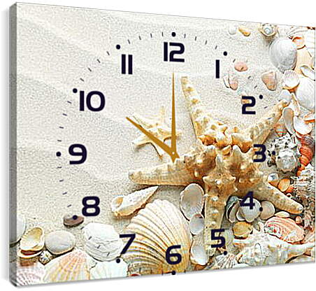 Часы картина - Морская звезда на пляже
