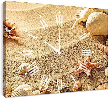 Часы картина - Ракушки на пляже
