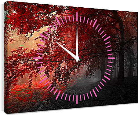 Часы картина - Красная осень