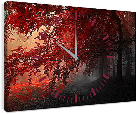 Часы картина - Красная осень