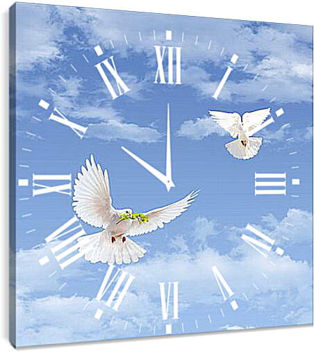 Часы картина - Sky with goubyami - Небо с гоубями