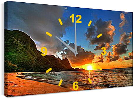 Часы картина - закат на море