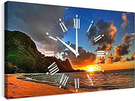 Часы картина - закат на море