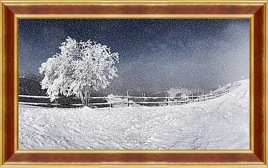 Картина в раме - Зимний пейзаж