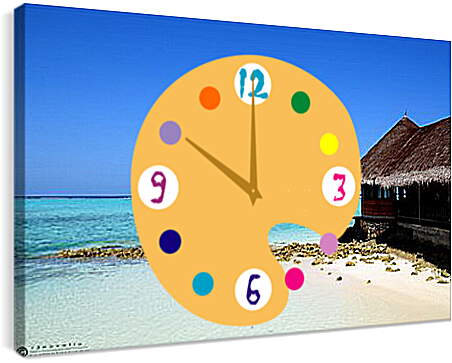 Часы картина - Море, хижина, песок