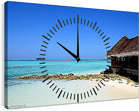 Часы картина - Море, хижина, песок