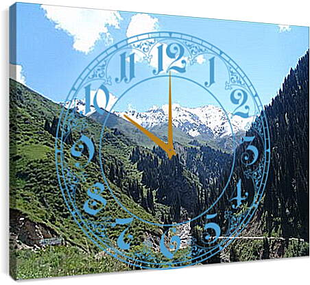 Часы картина - Горы Алматы
