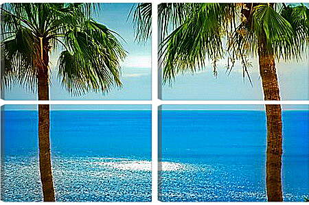 Модульная картина - Океан и пальмы